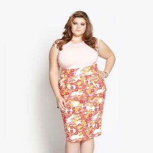 RARE Beth Ditto Lipstick Print Lola Pencil Skirt Like New Size 26